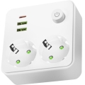Mitmikpistikupesa lülitiga LINEA 2x230V + 3xUSB A/C SCHUKO valge