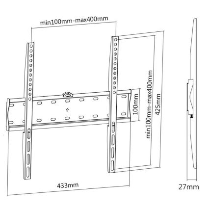 MK FLORIA MKF-17DF441 - Fikseeritud TV seinahoidik 65" must