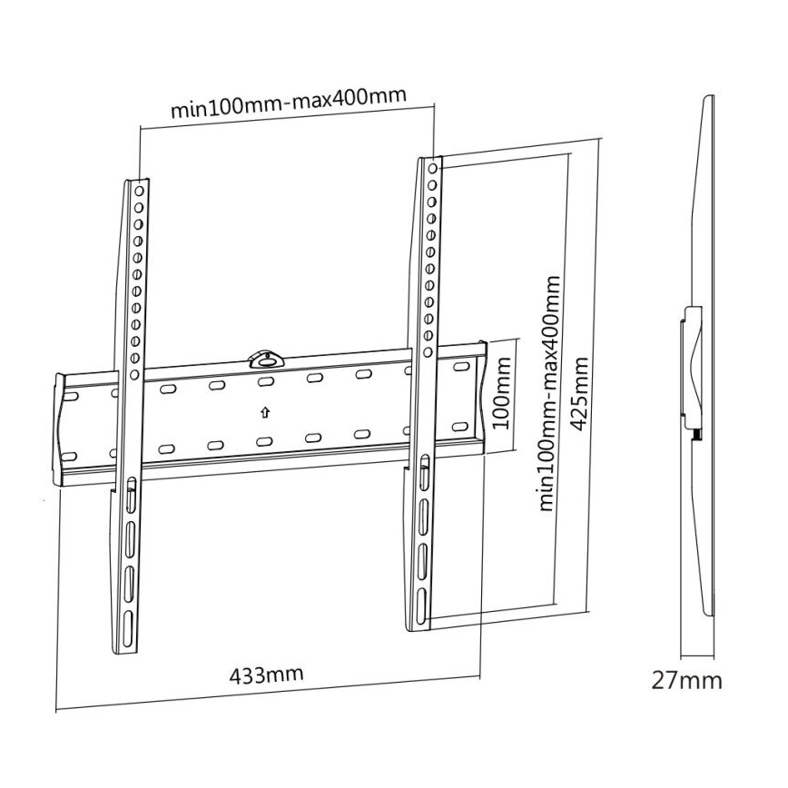 MK FLORIA MKF-17DF441 - Fikseeritud TV seinahoidik 65" must