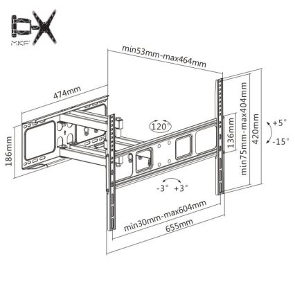 MK FLORIA MKF-17DP641 - Seinakinnitus telerile liigendiga 80" must