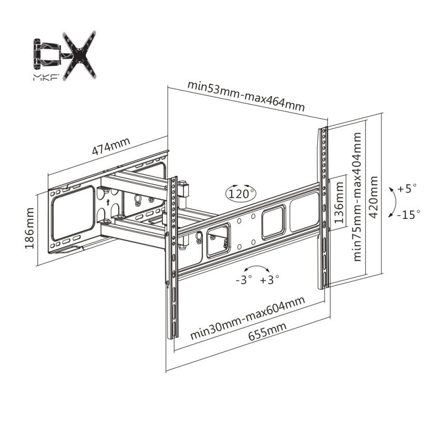 MK FLORIA MKF-17DP641 - Seinakinnitus telerile liigendiga 80" must