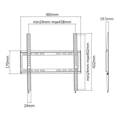 MK FLORIA MKF-20DF447 - Fikseeritud TV seinahoidik 65" must