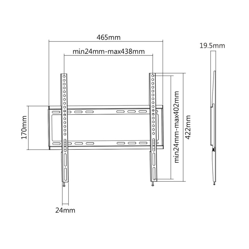 MK FLORIA MKF-20DF447 - Fikseeritud TV seinahoidik 65" must