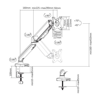MK FLORIA MKF-21DP113S2 - Reguleeritav monitorihoidik 32 must