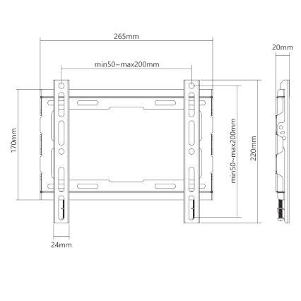 MK FLORIA MKF-23DF223 - Fikseeritud TV seinahoidik 46" must