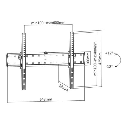 MK FLORIA MKF-23DN640 - Kokkupandav TV seinahoidik 80" must