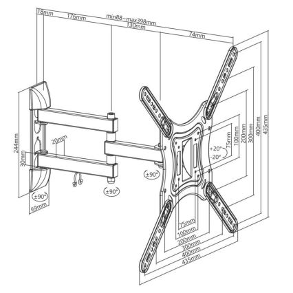 MK FLORIA MKF-23DP444 - Seinakinnitus telerile liigendiga 65" must