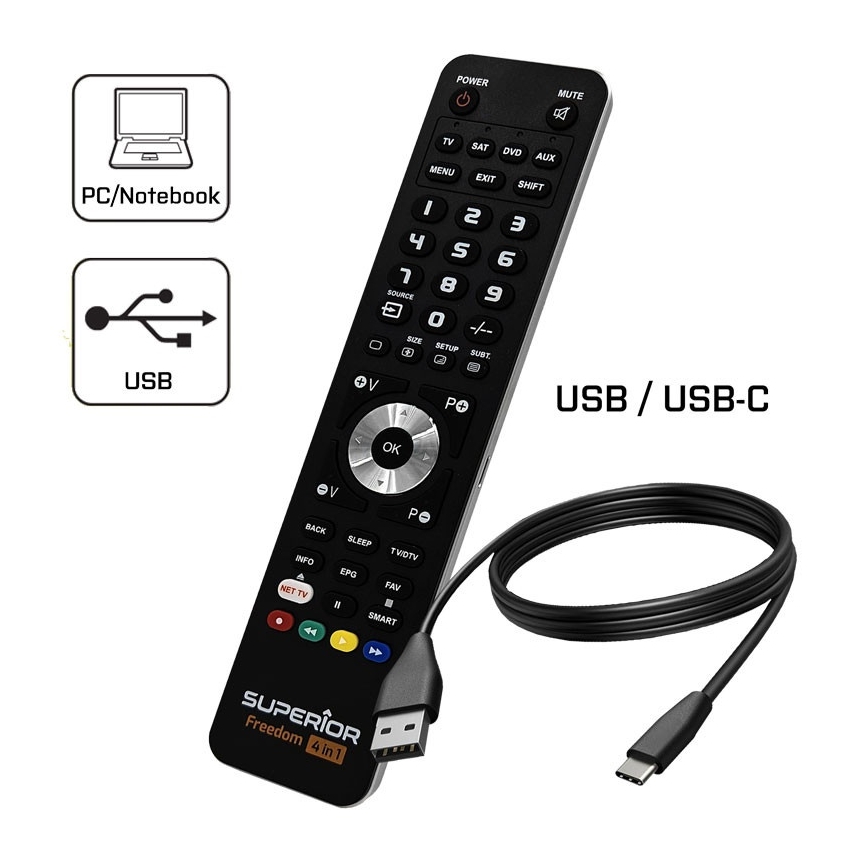 MK FLORIA Superior FREEDOM 4-ühes USB - Kaugjuhtimispult 4-ühes USB 2xAAA