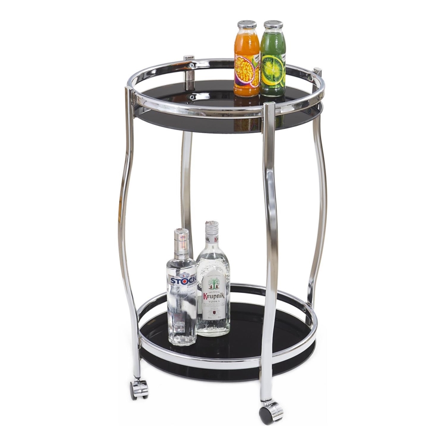 Mobiilne baarilaud BAR 71x42 cm läikiv kroom/must