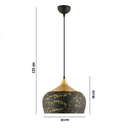MONZA ripplamp 1xE27/40W/230V, diameeter 30 cm, must/ pronks