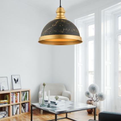 MONZA riputatav latern 1xE27/40W/230V Ø 29 cm must/ pronks
