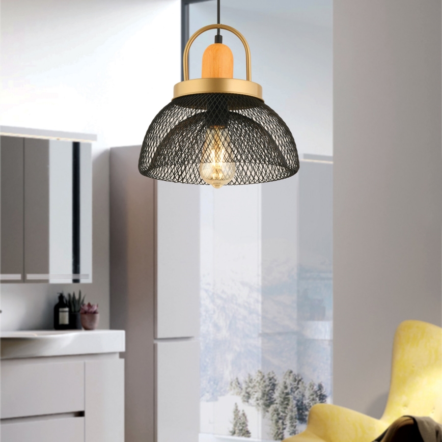 MONZA riputuslamp 1xE27/40W/230V, läbimõõt 29 cm, must/kuld