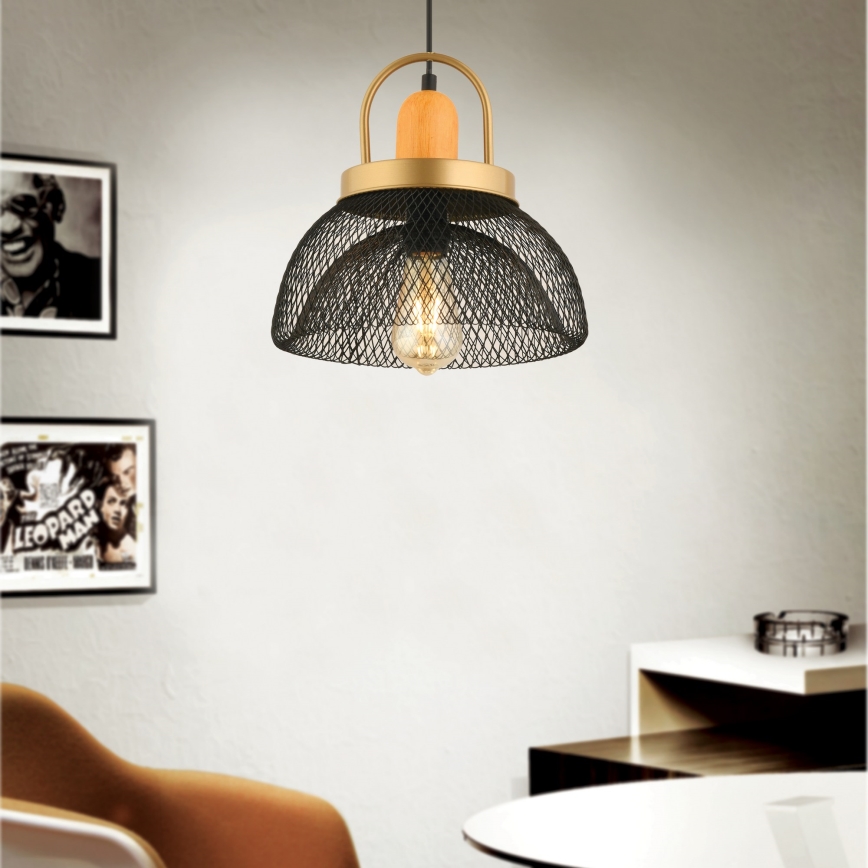 MONZA riputuslamp 1xE27/40W/230V, läbimõõt 29 cm, must/kuld