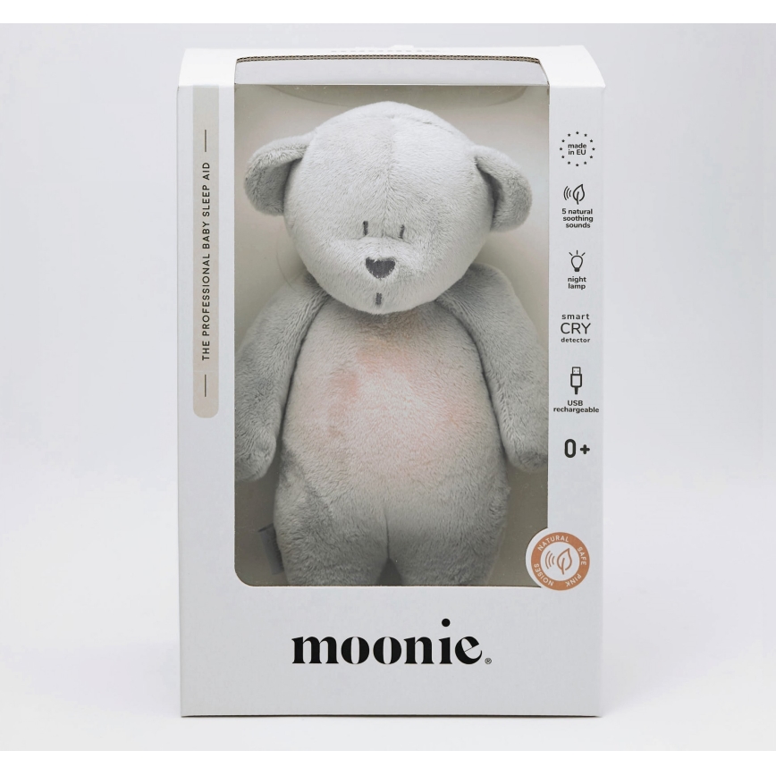 Moonie - Kaisuloom meloodia ja valgusega väike karu 2.0 hõbedane