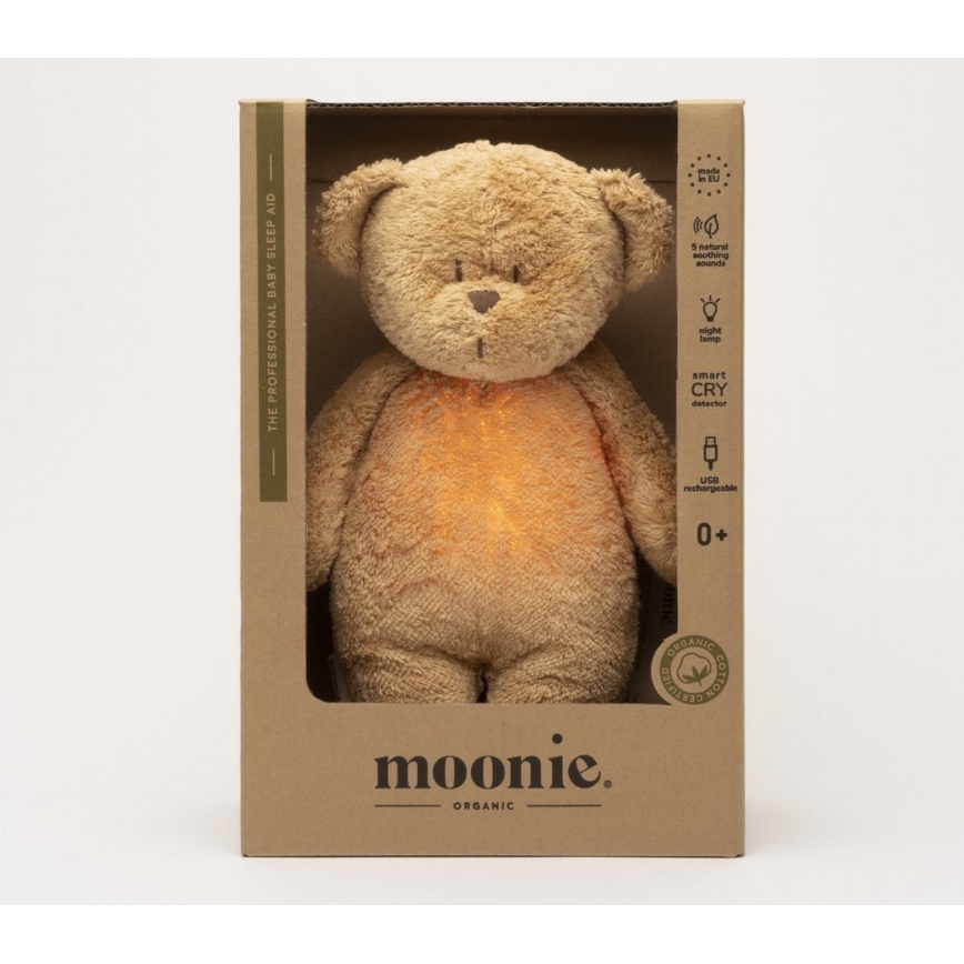 Moonie - Kaisuloom meloodia ja valgusega väike karu 2.0 organic cappuccino