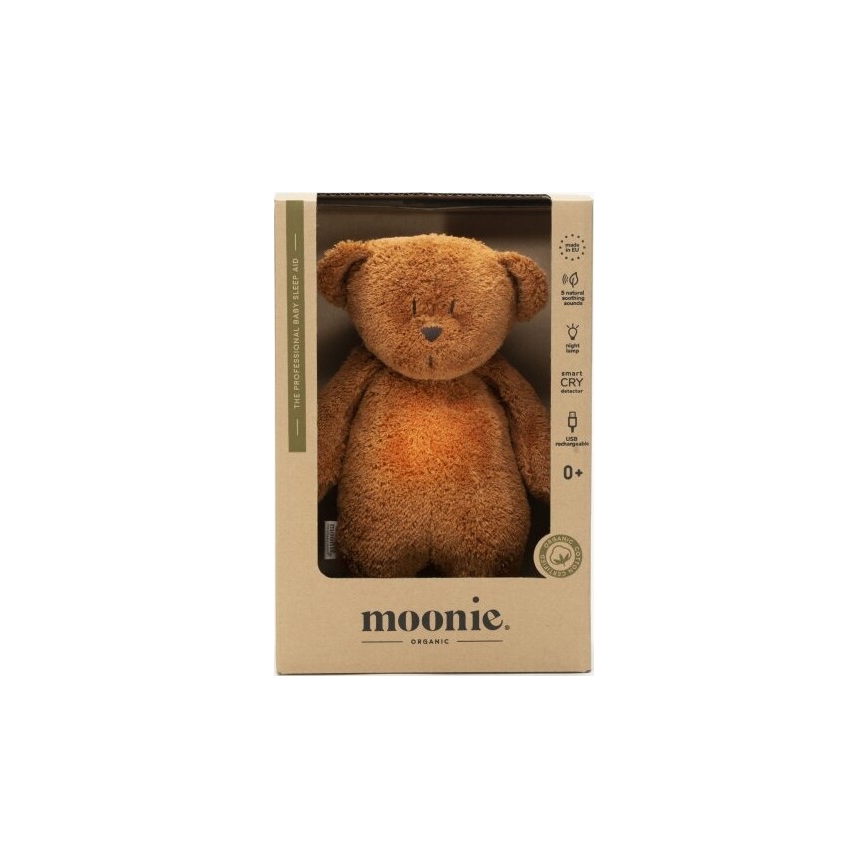 Moonie - Kaisuloom meloodia ja valgusega väike karu 2.0 organic caramel