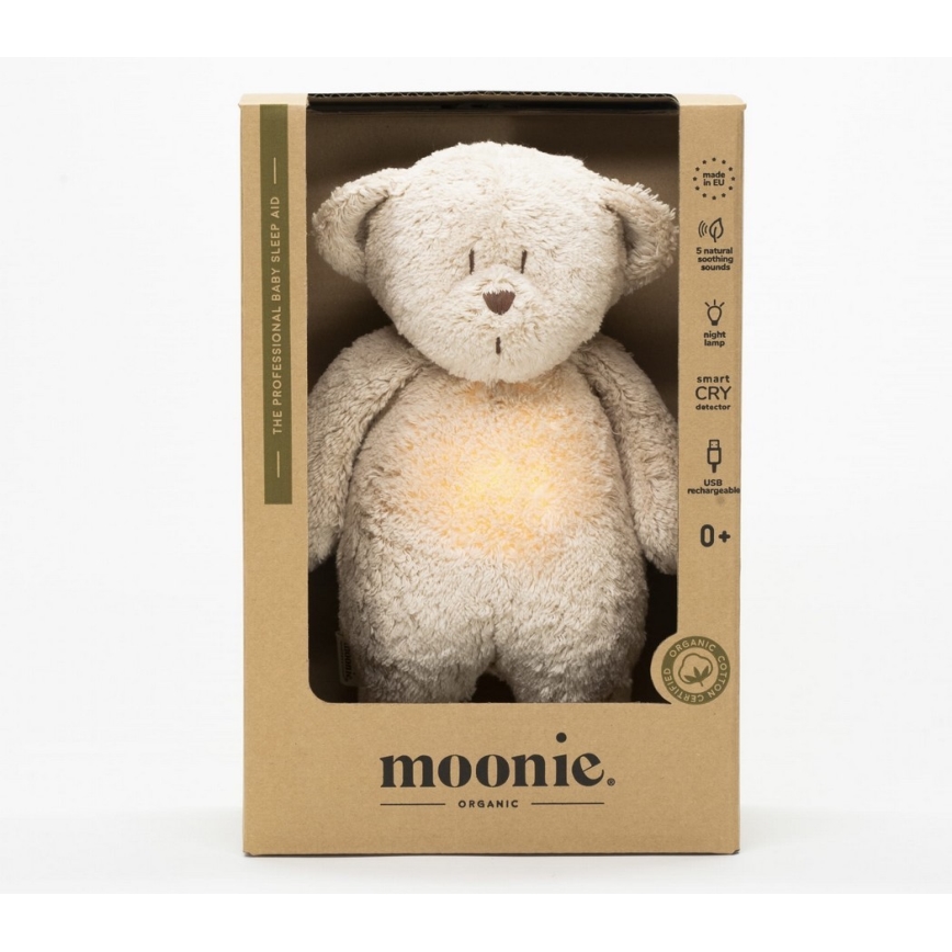 Moonie - Kaisuloom meloodia ja valgusega väike karu 2.0 organic Liiv
