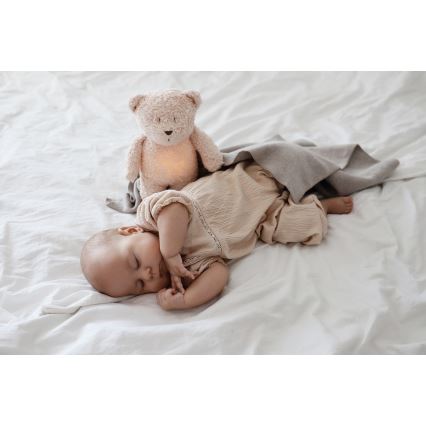 Moonie - Kaisuloom meloodia ja valgusega väike karu 2.0 organic roos