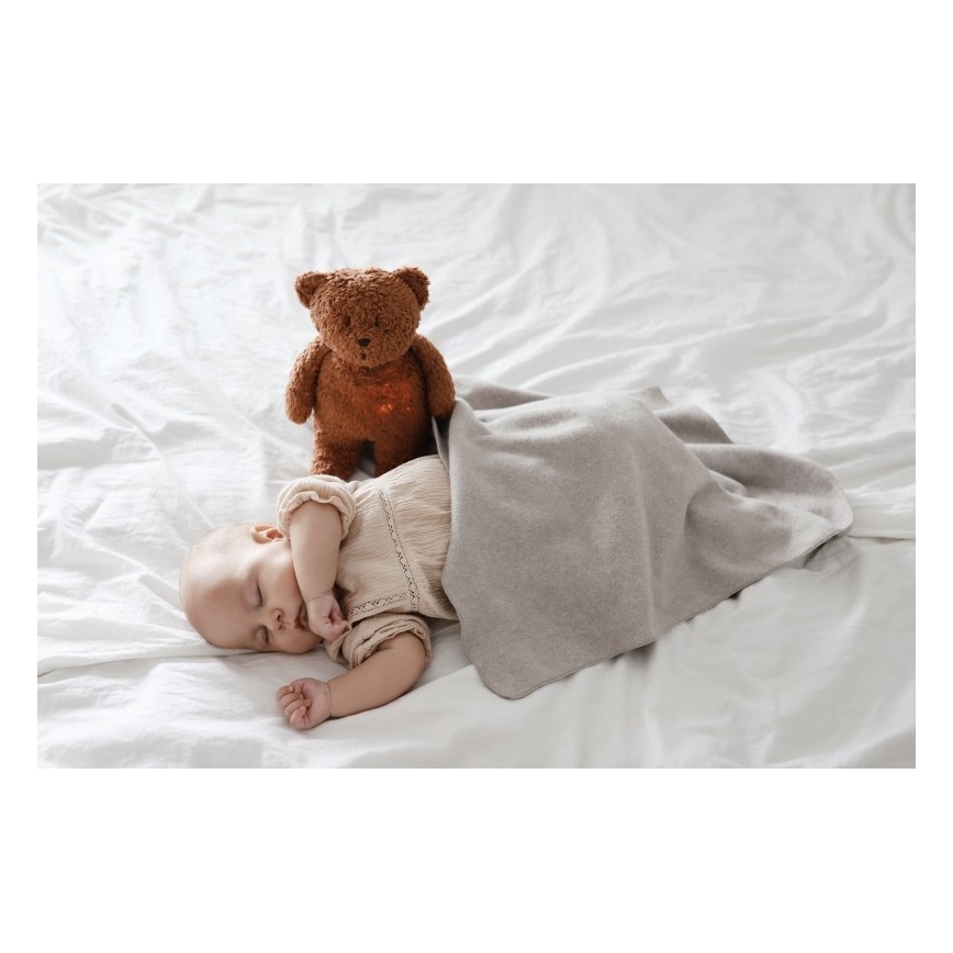Moonie - Kaisuloom meloodia ja valgusega väike karu organic caramel natur