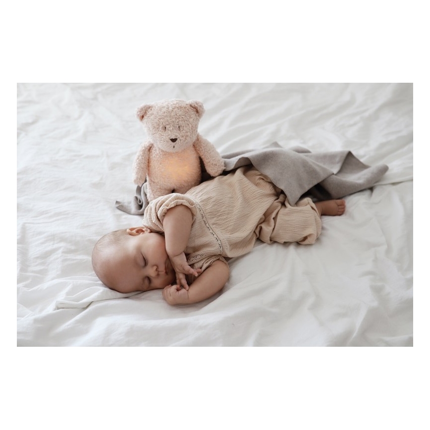 Moonie - Kaisuloom meloodia ja valgusega väike karu organic rose natur