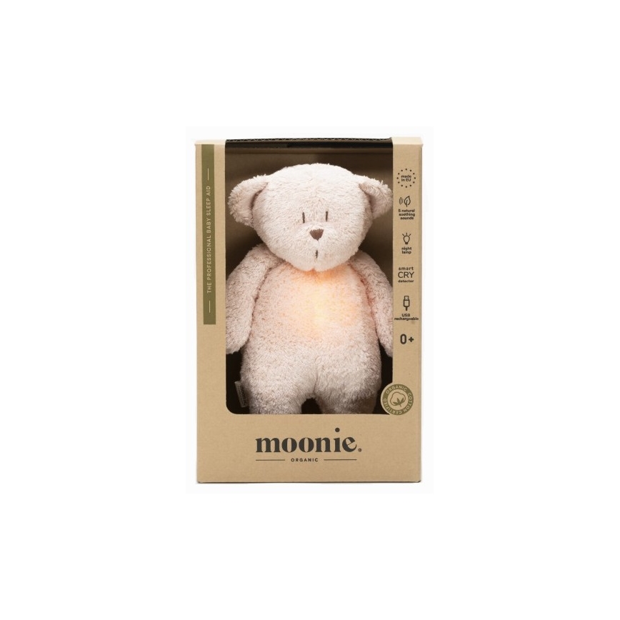 Moonie - Kaisuloom meloodia ja valgusega väike karu organic rose natur