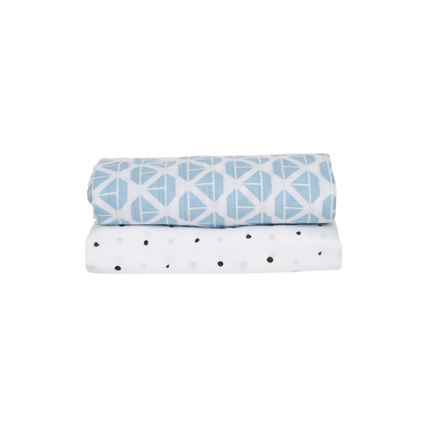 MOTHERHOOD - Muslin tekk 2 tk Blue Boats 100x120 cm