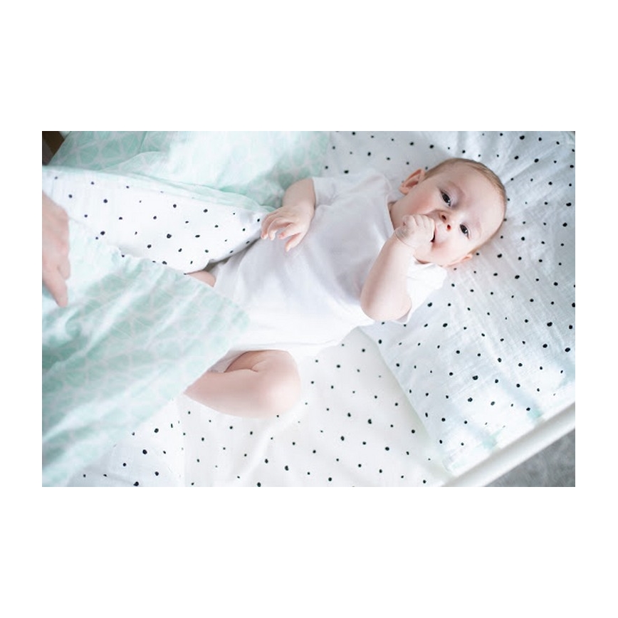 MOTHERHOOD - Puuvillane muslin voodilina beebivoodisse Pro-Washed 2 - osaline sinine