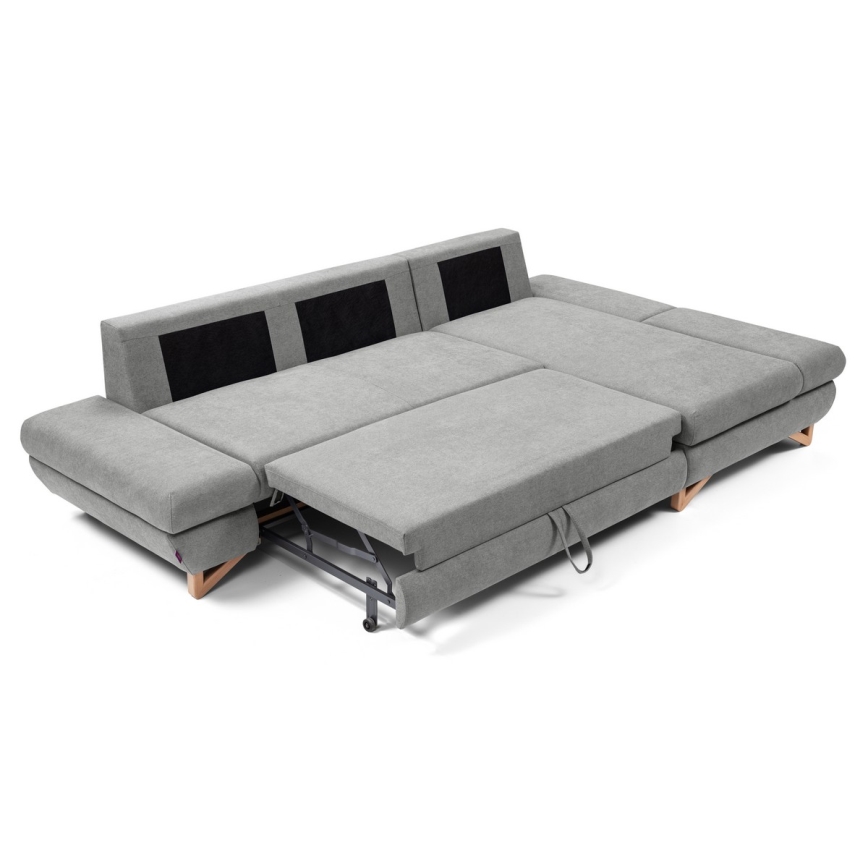 Lahtikäiv L-kujuline polsterdatud nurgadiivan AVESTA, hoiuruumiga, parempoolne, hall