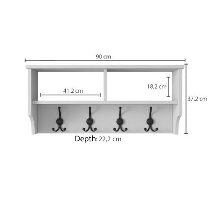 Nagi 37,2x90 cm valge/must