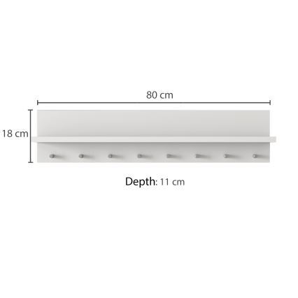 Nagi riiuliga18x80 cm valge