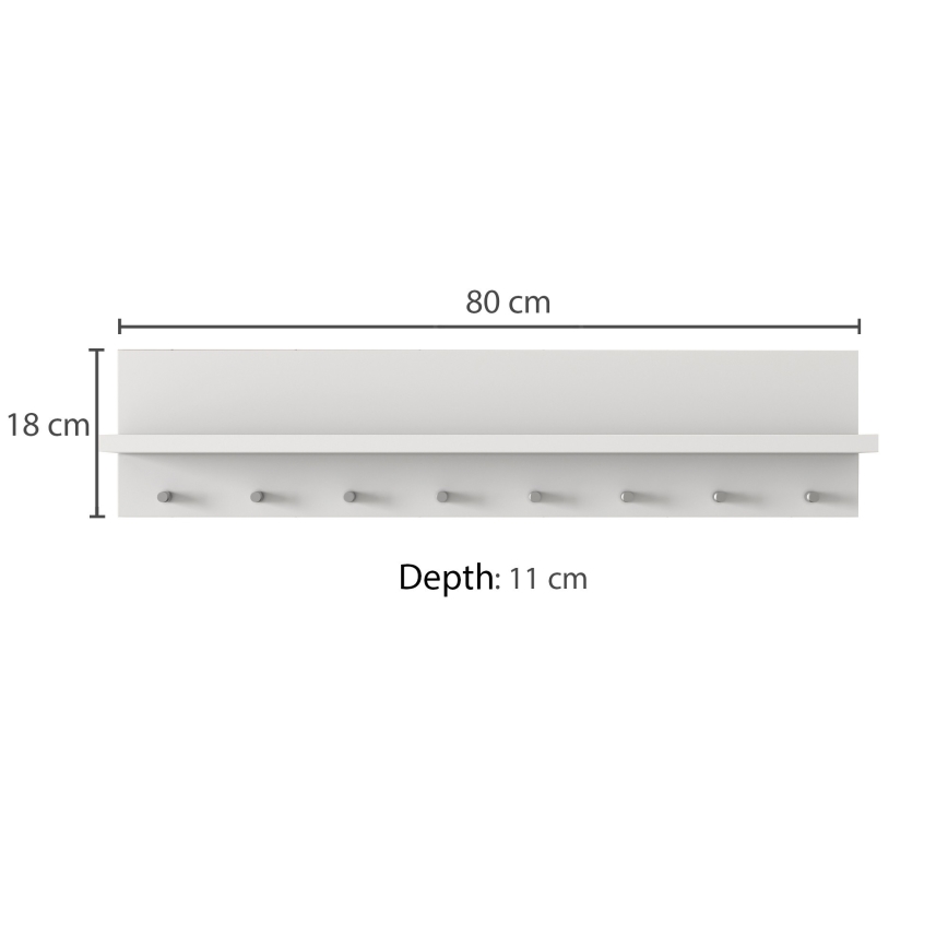 Nagi riiuliga18x80 cm valge
