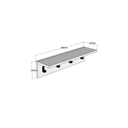 Nagi riiuliga AYLA 14,5x60 cm pruun