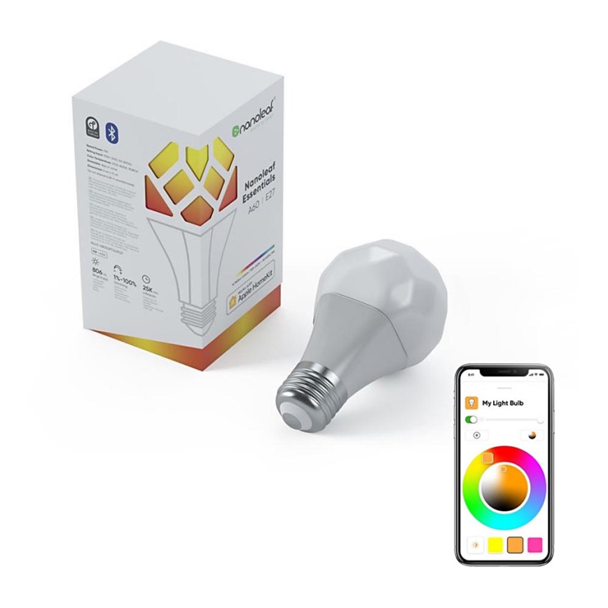 Nanoleaf - LED RGB Hämardatav pirn ESSENTIALS A19 E27/8W/230V 2700-6500K