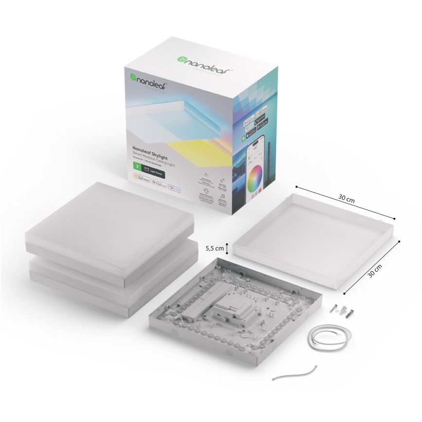 Nanoleaf - KOMPLEKT 3x RGBW Hämardatav laevalgusti SKYLIGHT 1xLED/18W/230V + 2xLED/16W/230V 2700-6500K Wi-Fi