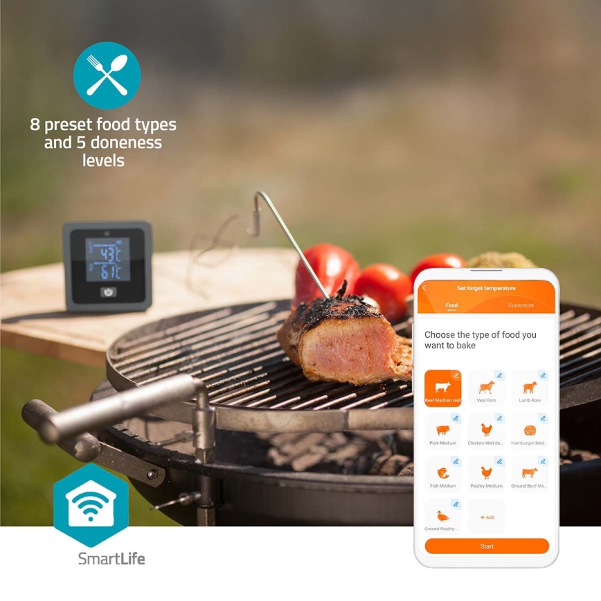 Nutikas digitaalne lihatermomeeter SmartLife, LCD-ekraaniga, 0-300 °C, 2xAAA