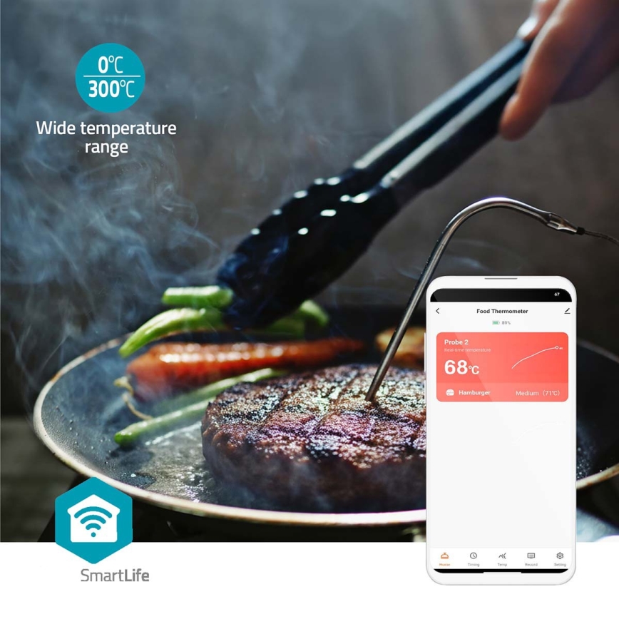 Nutikas digitaalne lihatermomeeter SmartLife, LCD-ekraaniga, 0-300 °C, 2xAAA