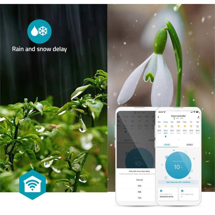 Veevooluregulaator 4xAA Wi-Fi Tuya IP54