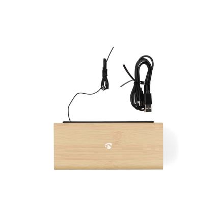 Digitaalne äratuskell LED-ekraaniga ja termomeetriga 5V/1xCR2032 puidust