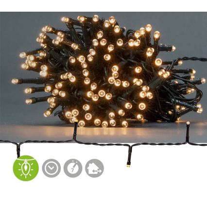 LED välistingimuste valguskett 192xLED/7 funktsiooni/3xAA 14,9m IP44 soe valge