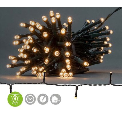 LED välisvalguskett 48xLED/7 režiimi/3xAA 4,1m IP44 soe valge
