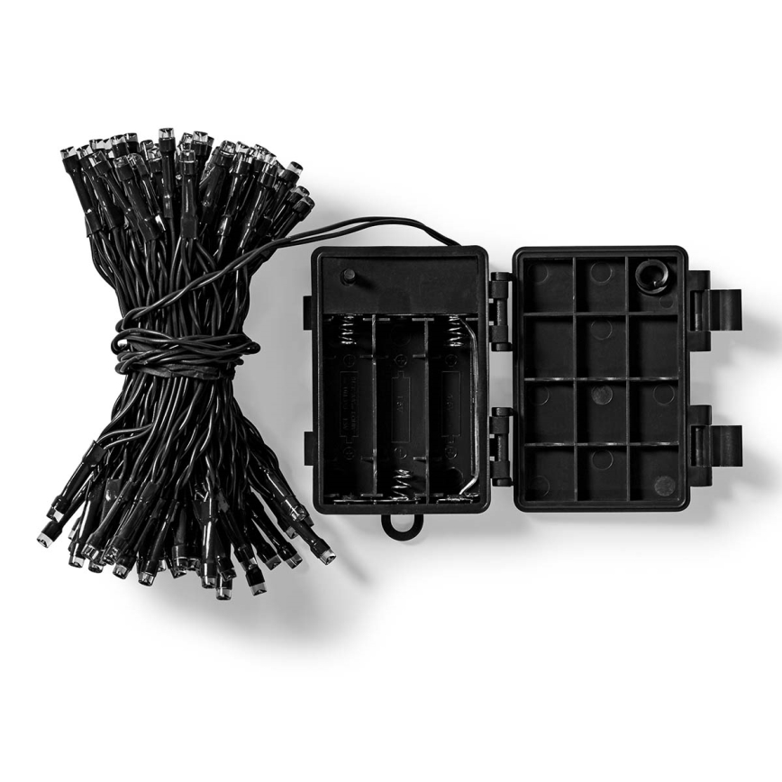 LED välisvalguskett 96xLED/7 funktsiooni/3xAA 7,7m IP44 soe valge