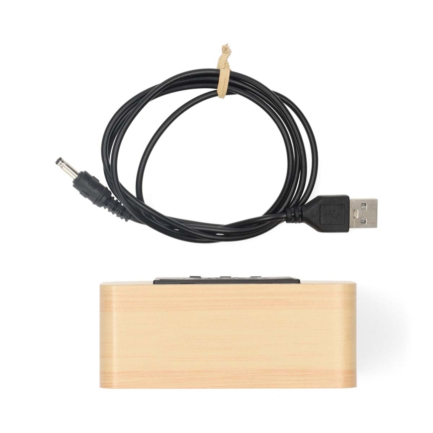 Puidust digitaalne äratuskell LED-ekraaniga ja termomeetriga 5V/3xAAA