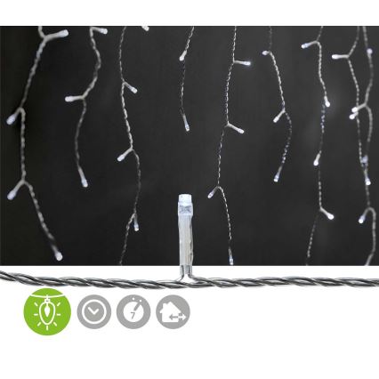 LED välistingimustes valguskardin 180×LED, 7-funktsiooniline, 10,9 m, IP44, külmvalge