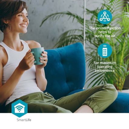Õhujahuti 65W/230V Wi-Fi Tuya valge + kaugjuhtimispult