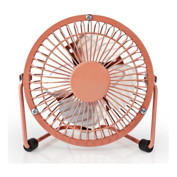 Nedis FNDK1PK10 - Lauaventilaator 3W/USB 10 cm roosa kuld