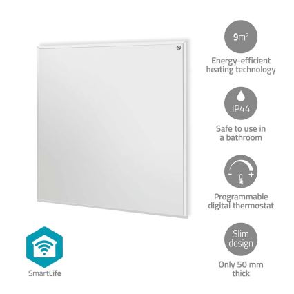 Infrapuna küttepaneel 350W/230V 59,8x62 cm IP44 Wi-Fi Tuya + kaugjuhtimispult