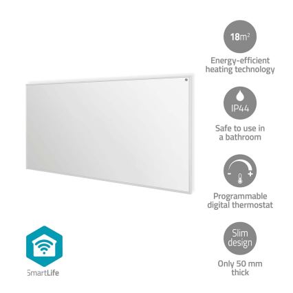 Infrapuna soojuspaneel 700W/230V 120x62 cm IP44 Wi-Fi Tuya + kaugjuhtimispult