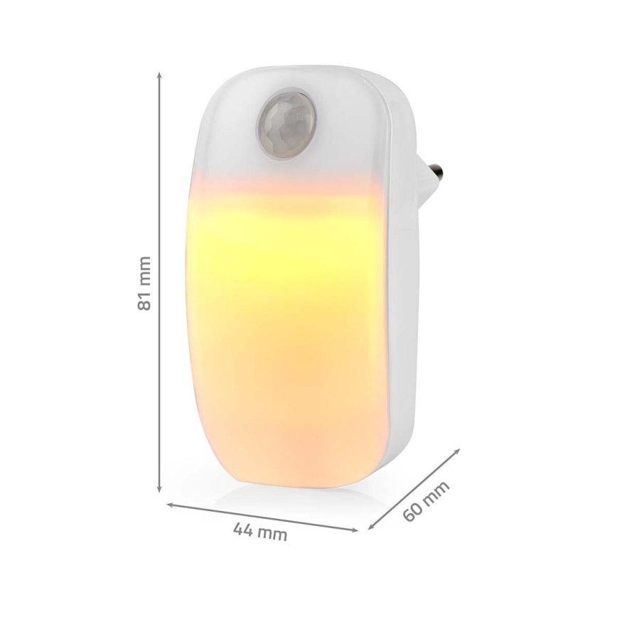LED Navigatsioontuli pistikupessa koos liikumis- ja hämardusanduriga LED/0,55W/230V valge