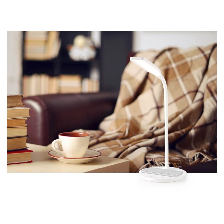 LED Hämardatav puutetundlik paindlik laualamp koos 15W juhtmevaba laadimine Qi LED/5,5W/230V 2700-6500K valge