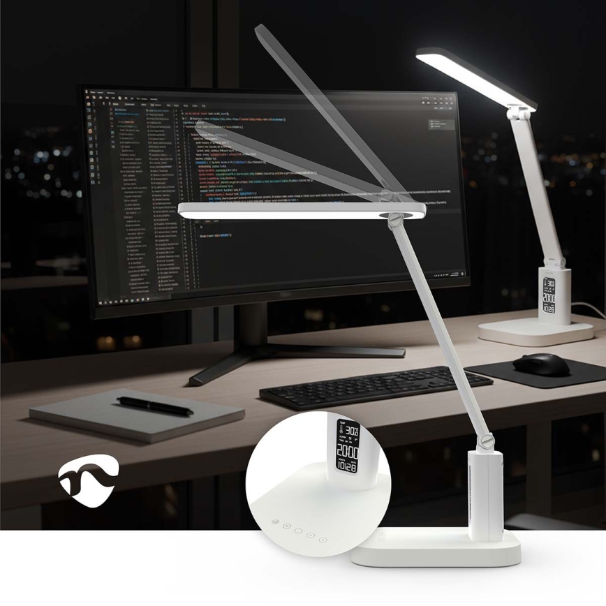 Hämardatav laetav puutetundlik LED-laualamp ekraaniga LED/7,5W/1200 mAh 3000/4000/5700K CRI 90 valge